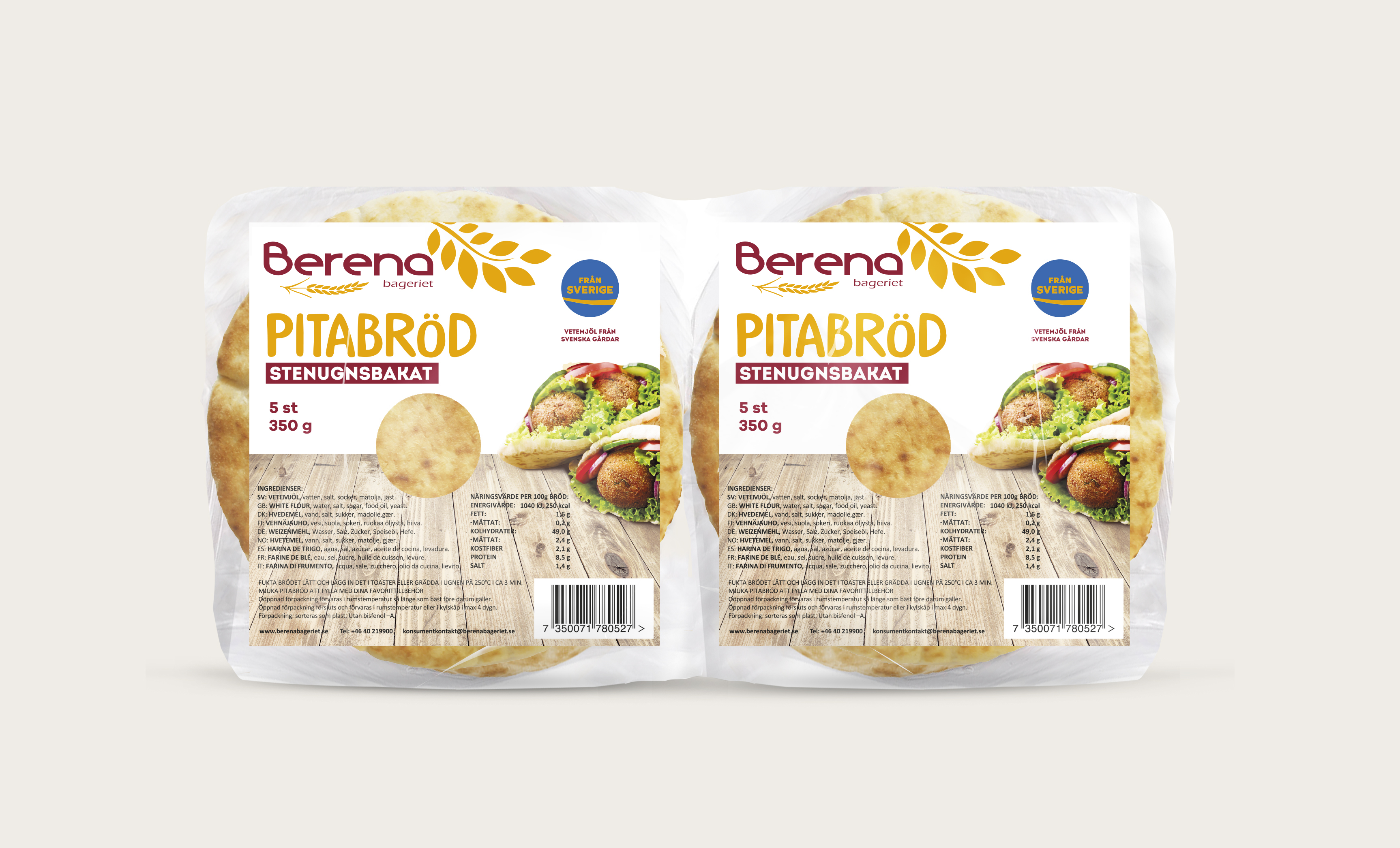 Pitabröd Vetemjöl Berena Bröd